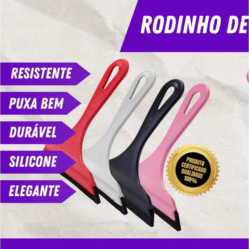 KIT 4 Rodinho Rodo Pia Plástico e EVA - 18cm Puxa Bem - Cozinha Limpa e Organizada