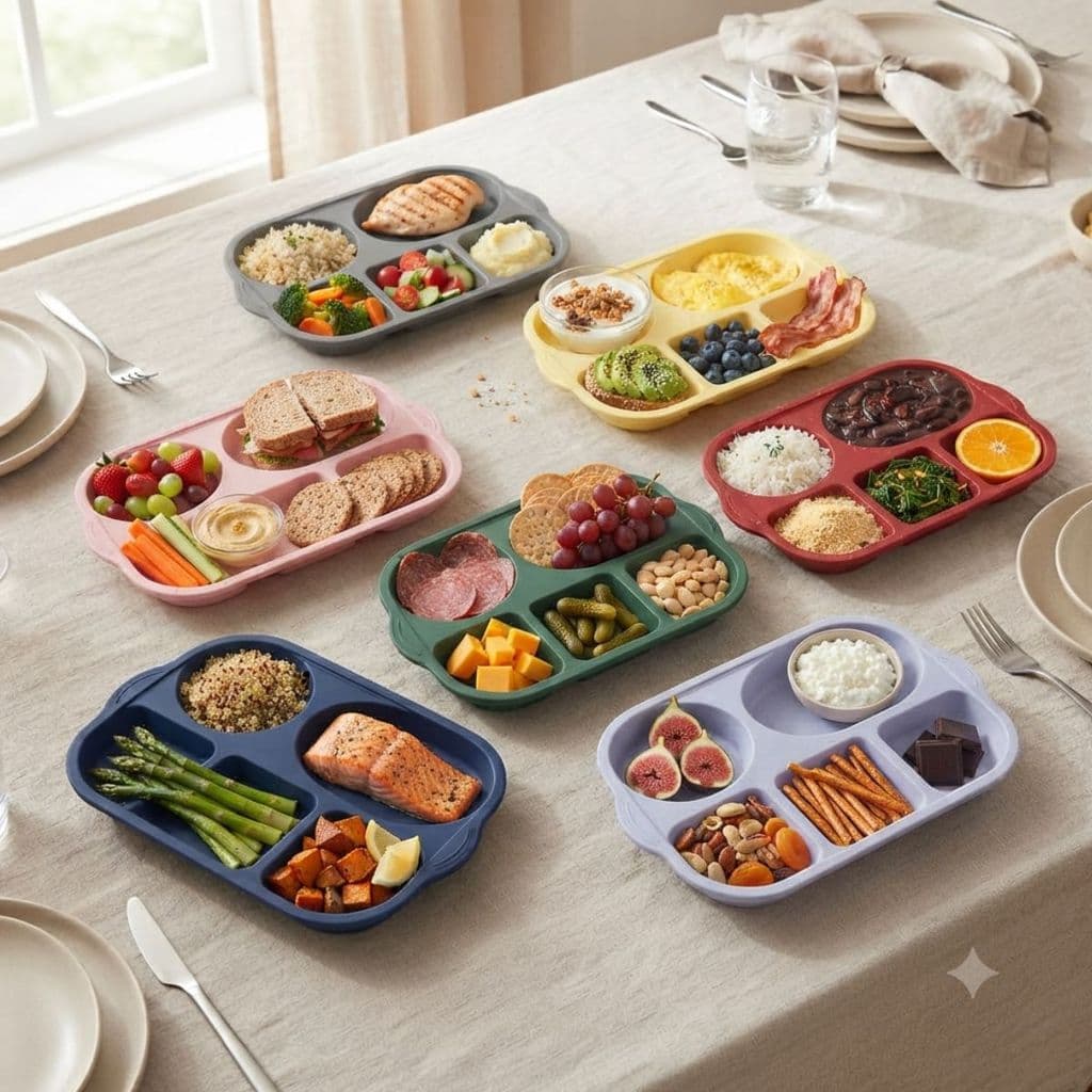 Prato Bandeja Com Divisórias Kids Multiserv Colours Cores Variadas Alimentação Infantil Prática
