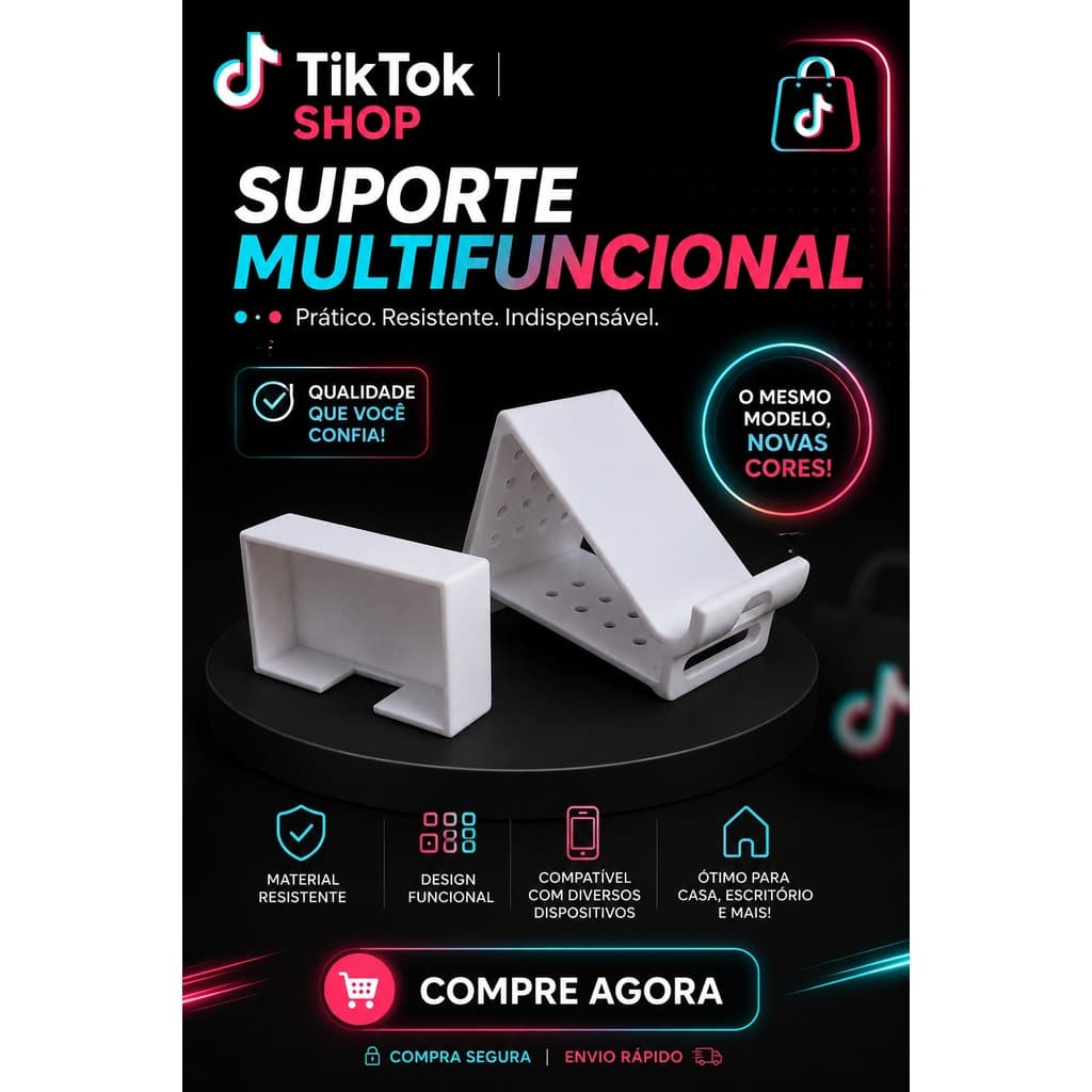 SUPORTE CELULAR DE MESA 3D COM PORTA TRECO