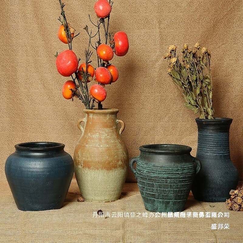 Utensílios de flores flor seca argila cerâmica vaso bruto Retro respirável suculenta vaso de flores angustiado CDMU
