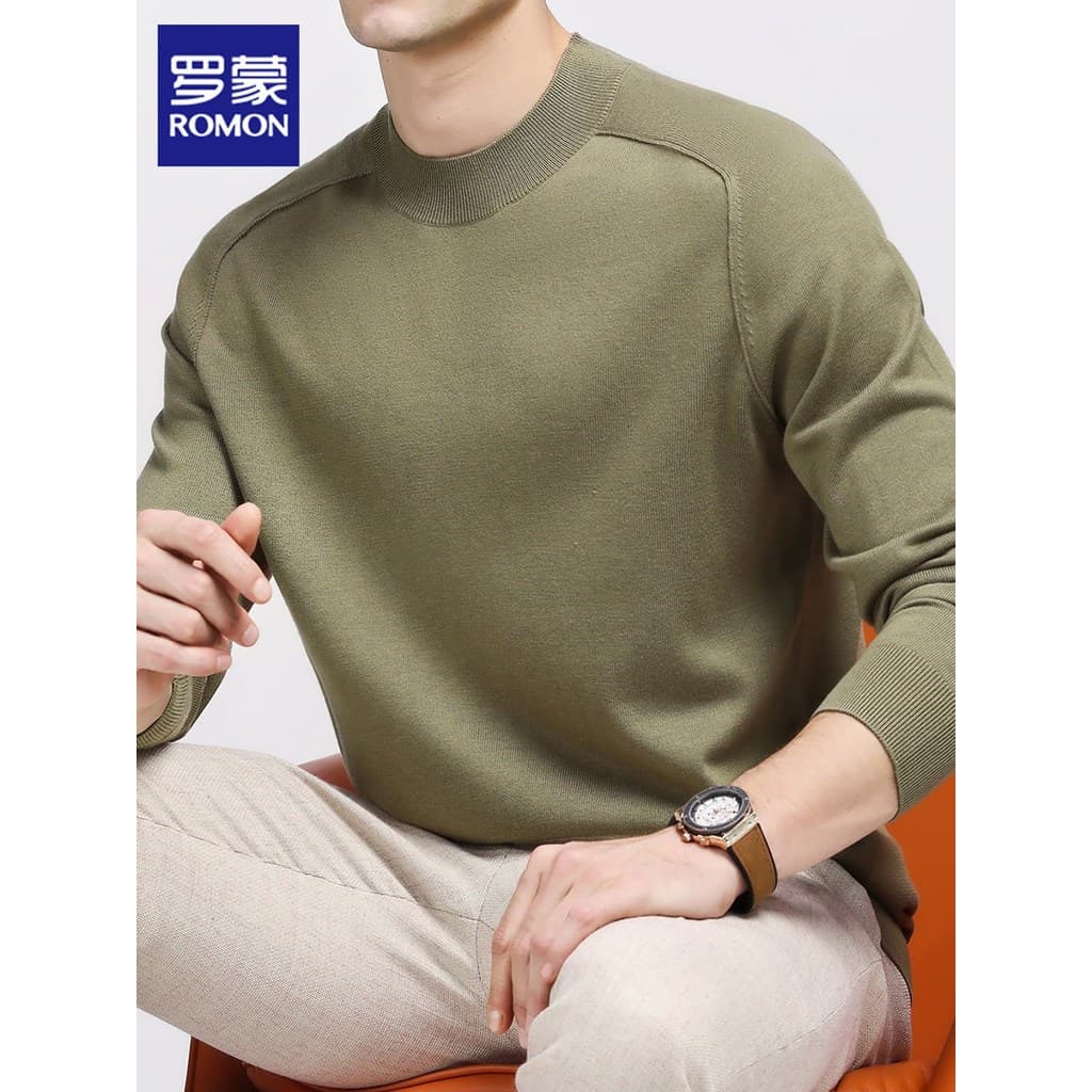 Lomon suéter de caxemira de alta qualidade masculino inverno novo estilo pulôver Slim fit gola redonda Bott de seda amor