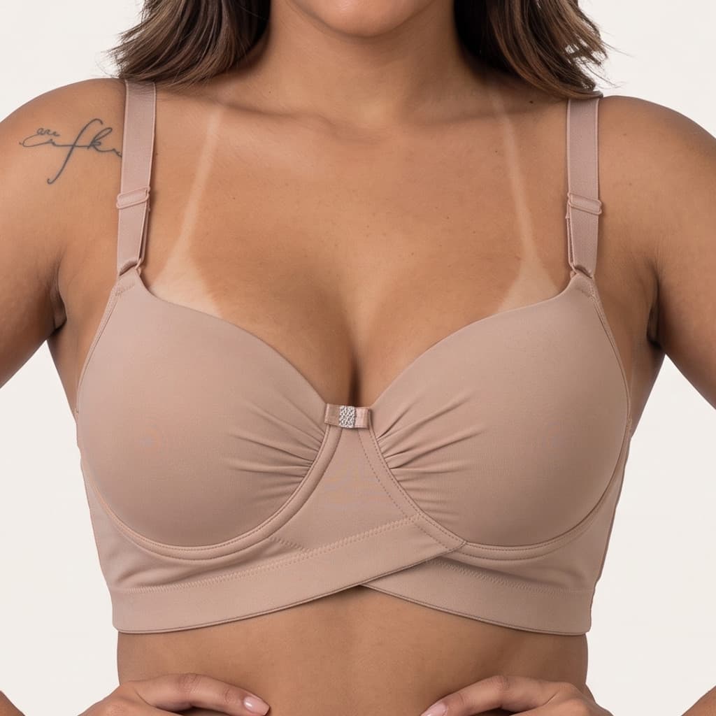 Sutiã Bojão Plus Size Reforçado Baze Cruzada Alça Larga Regulável Feminino Transpassado Efeito Up