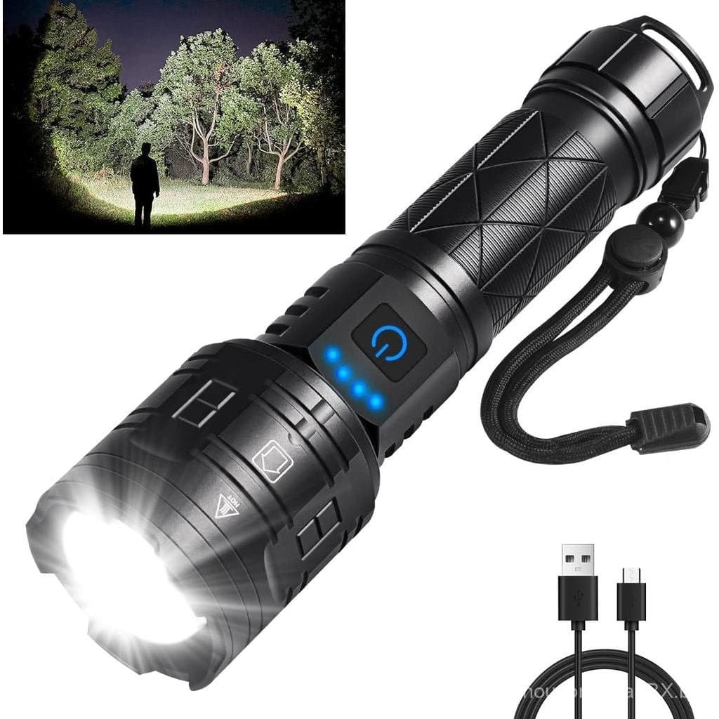 Lanternas Recarregáveis de Alto Lúmen, Lanternas Táticas Potentes, Lanterna LED com 5 Modos Ajustáveis, Lanterna Mais Br