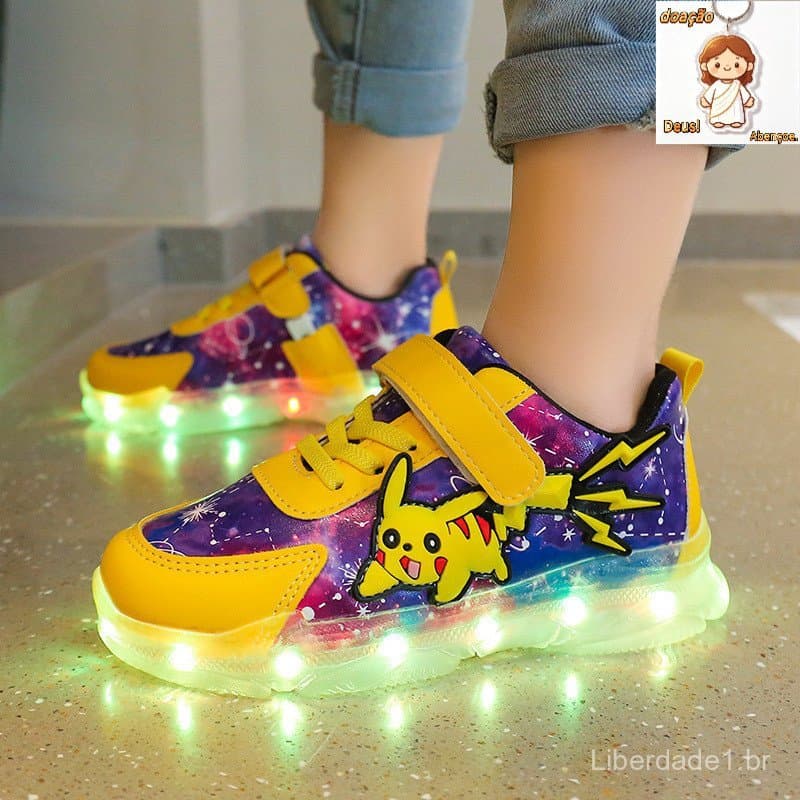 Tênis Esportivos para Crianças Pokémon Meninos Meninas Tênis de Malha Respirável Sapatos Casuais para Crianças Grandes T