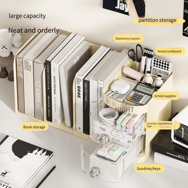 Suportes Para Livros Expansíveis , Rack De Armazenamento De Mesa , Multifuncional , Estilo Gaveta , Caixa Organizadora D