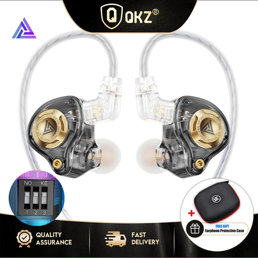 Fones de Ouvido Hi-Fi QKZ AK6 com Reforço de Graves, Equalizador de Três Bandas, Cabo Removível e Microfone