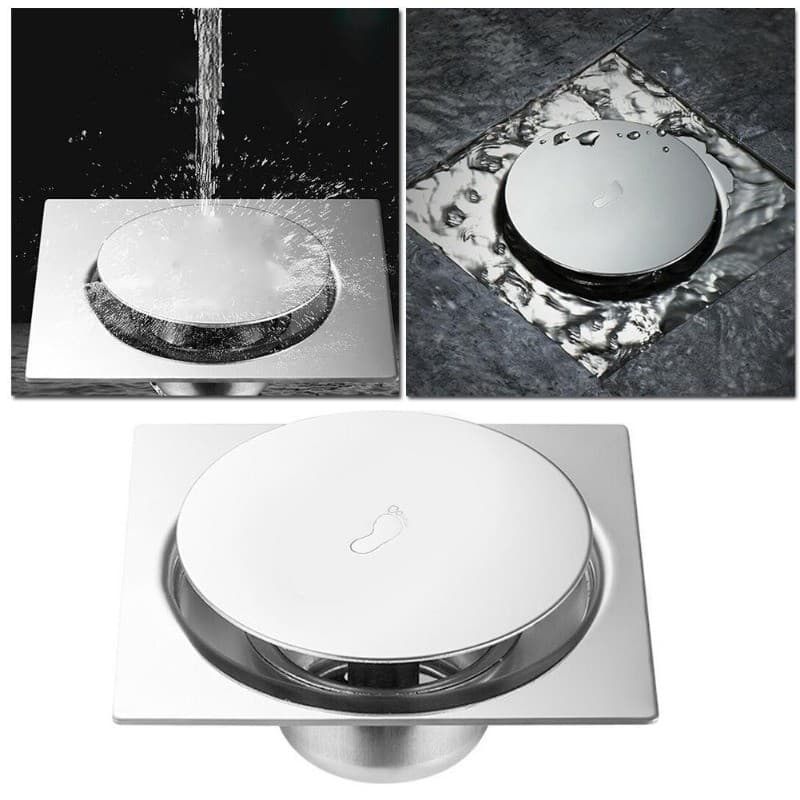 KIT1/2/3PCS Ralo Click Inteligente 10x10 cm Cromado Preto Dourado Inox Piso Banheiro Quadrado Inox 201