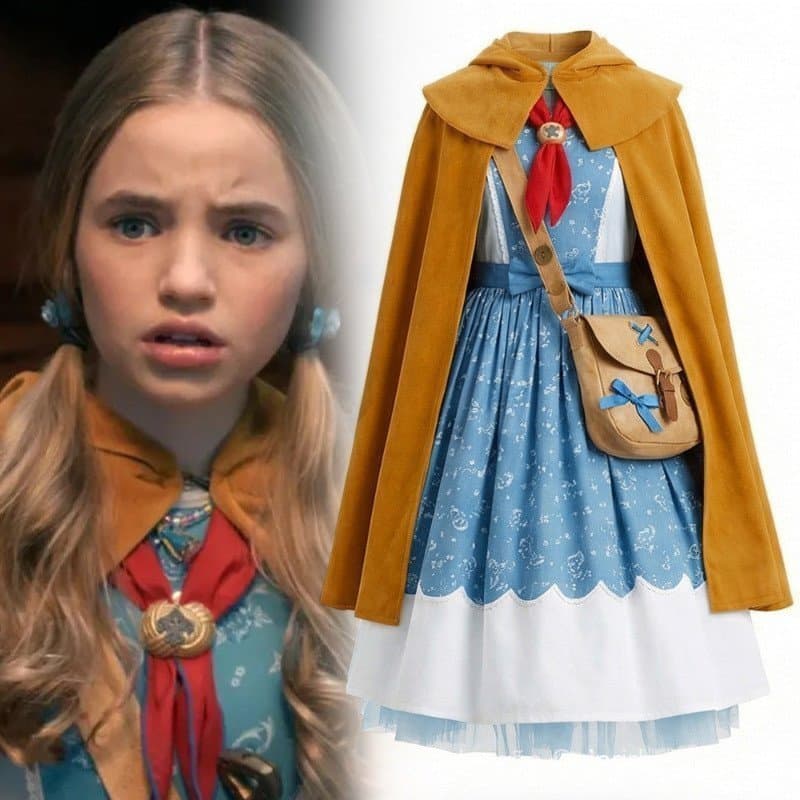 Fantasia de Cosplay de Holly Wheeler, Conjunto de Vestido Azul com Lenço, Estilo Retrô dos Anos 80, Roupas para Roleplay