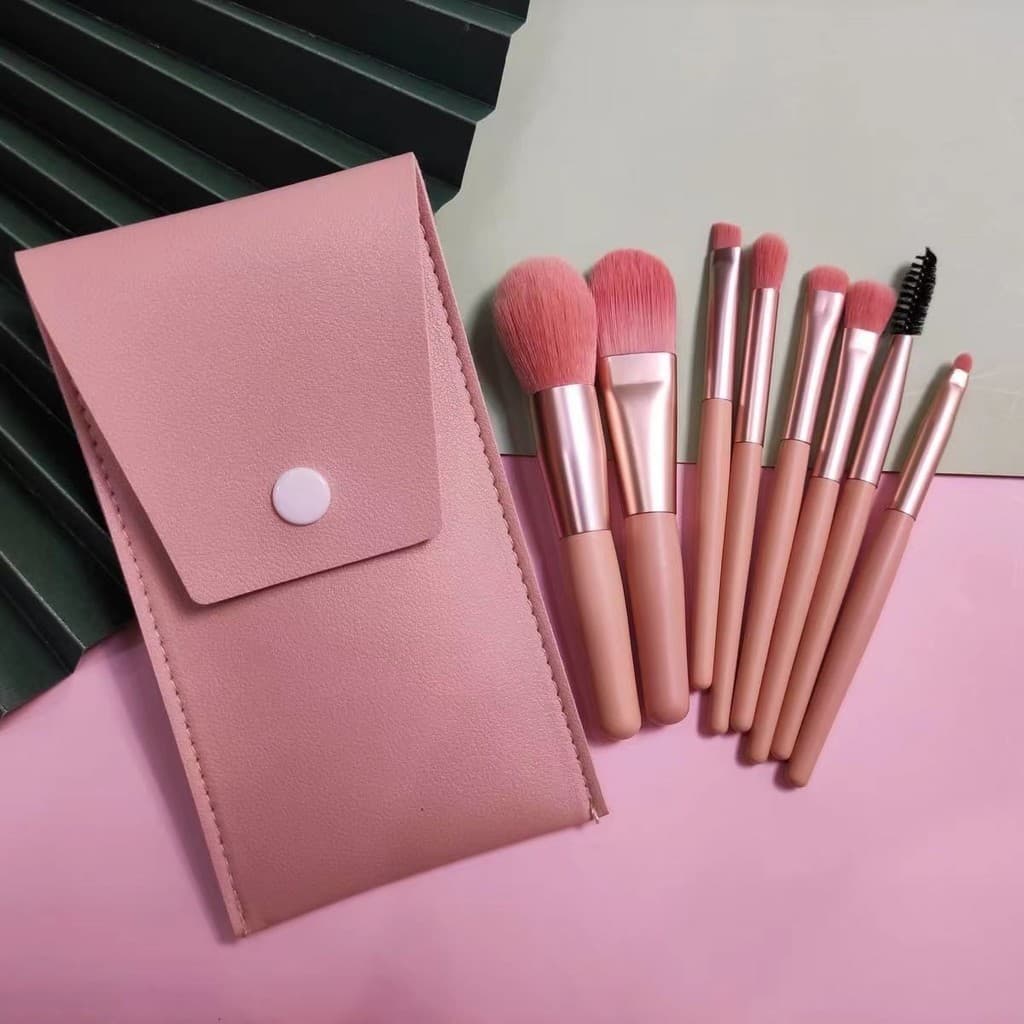 Conjunto de 8 Pincéis de Maquiagem Mini Morandi Macaron para Sombra de Olhos