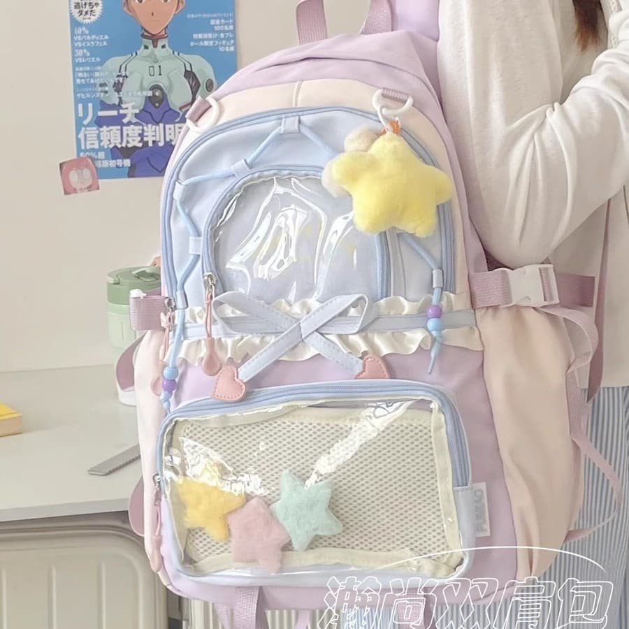 Mochila 2D Coreana Fofa Transparente-Bolsa Escolar De Grande Capacidade Para Meninas