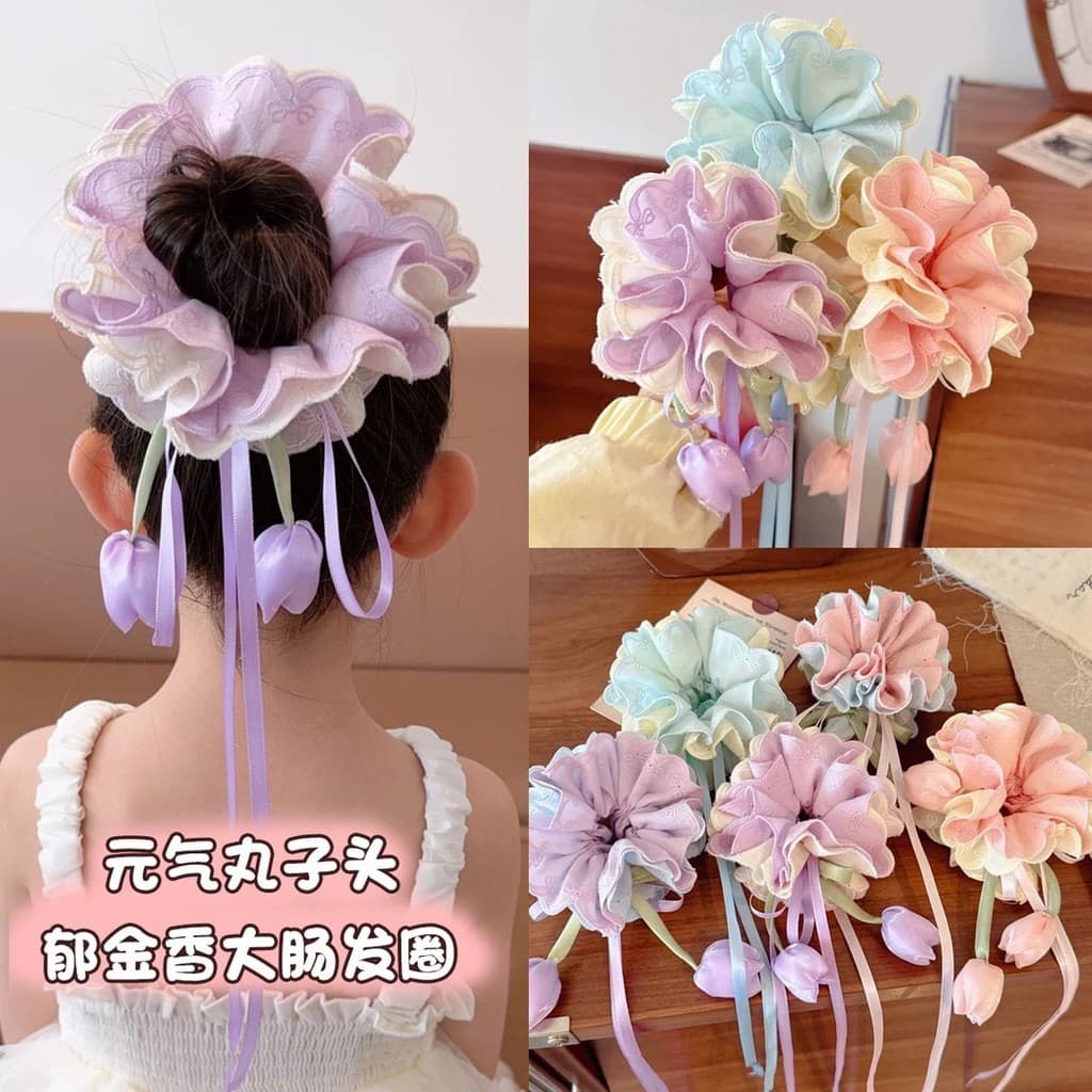 Crianças intestino grande laço de cabelo estilo coreano High-End tulipa laço de cabelo cabeça flor arco laço de cabelo c