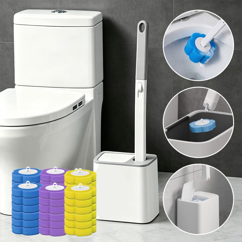 Kit Escova de Vaso com 36 Refil Suporte de Parede Incluso Descartável Sem Contato e Sem Sujeira para Limpeza do Banheiro