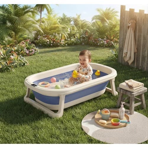 Mini Piscina Menino Retrátil 20L Banheira Dobrável para Bebê e Crianças Mapaseg