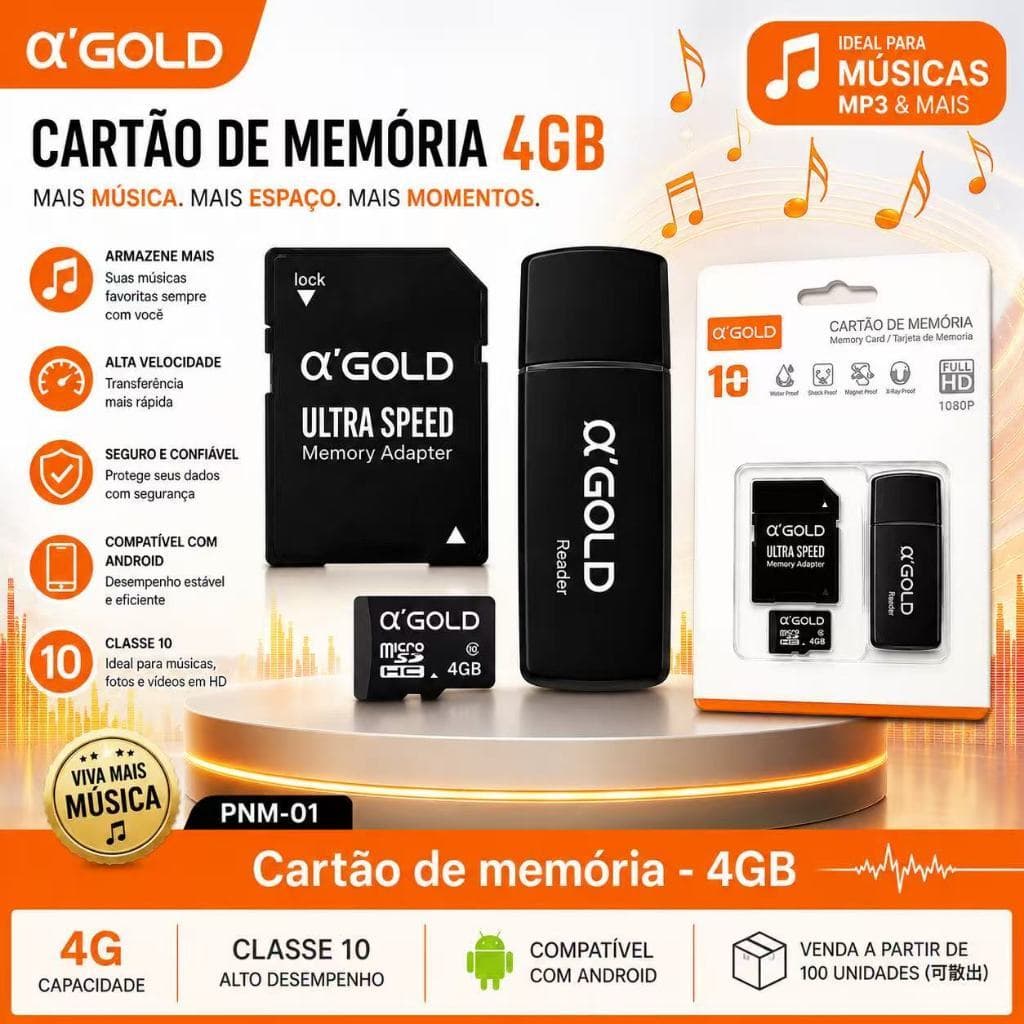 Cartão MicroSD Eletro Original  4GB com 3.000 Músicas