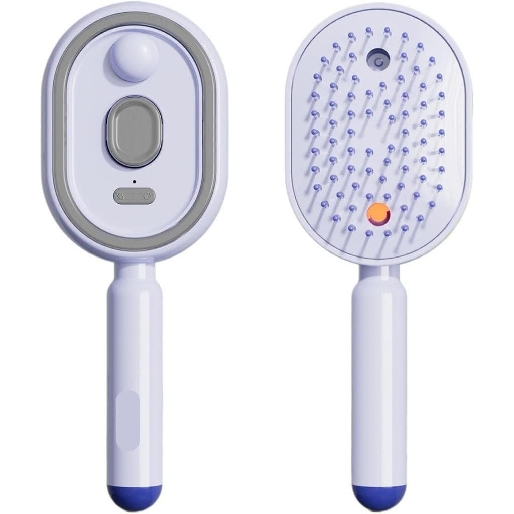 Escova de Massagem Elétrica 3 em 1 com Spray, Autolimpeza, Antiestática, Antifrizz, Cuidado do Couro Cabeludo (Azul)