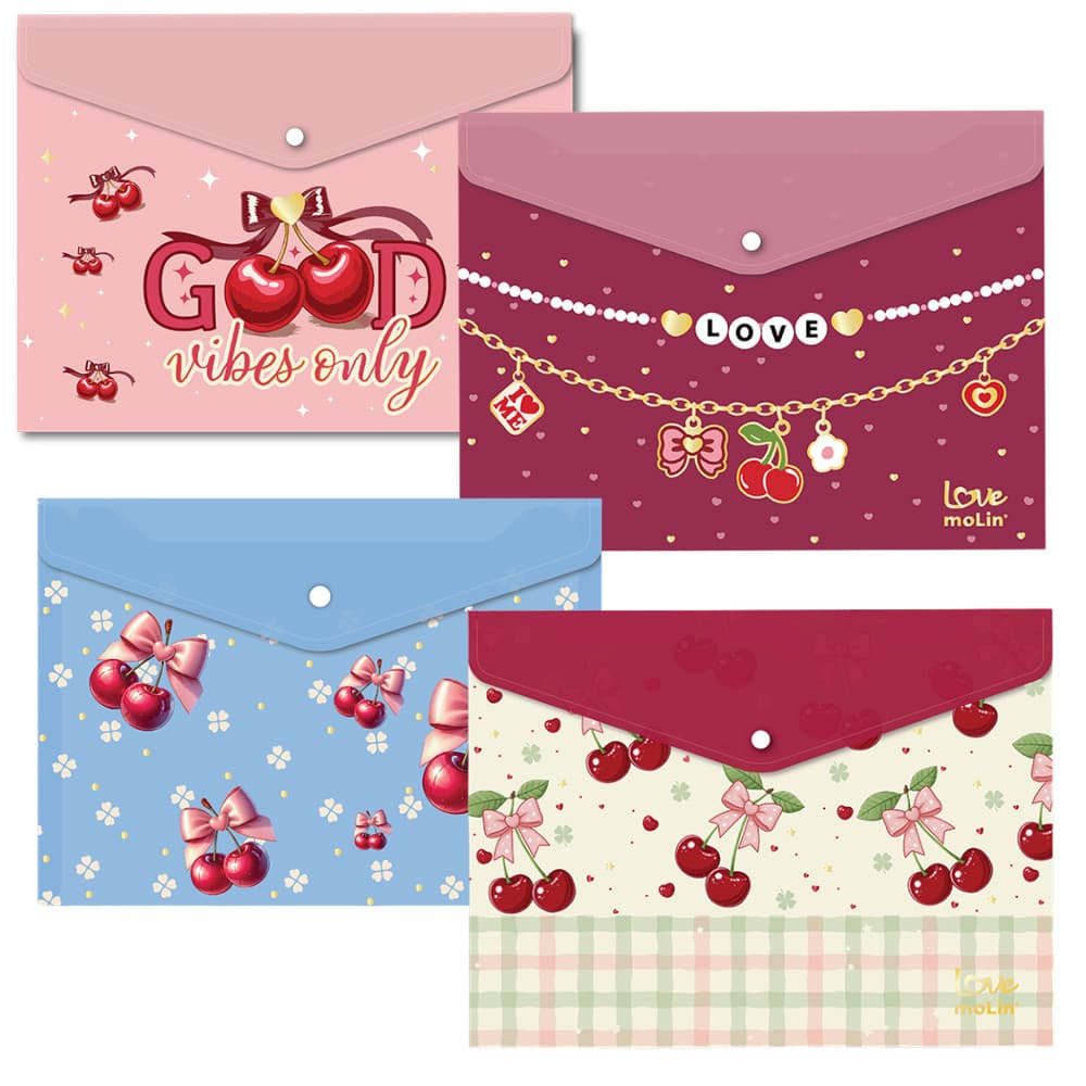 Pasta Envelope com Botão A5 Love My Cherry 40786 Molin