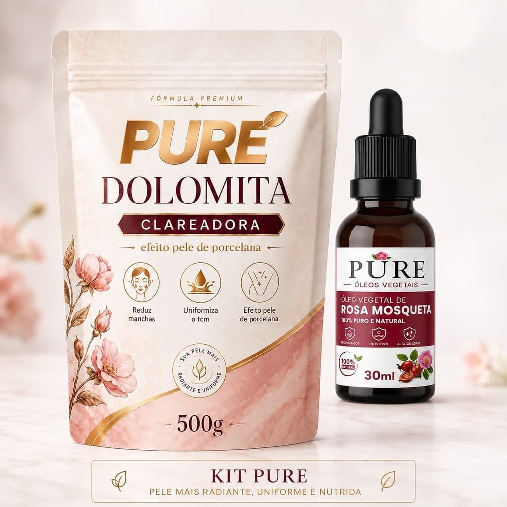 Kit Clareador Dolomita Natural  + Óleo Rosa Mosqueta Clareador de Pele Para Corpo e Axilas 500g + 30ml