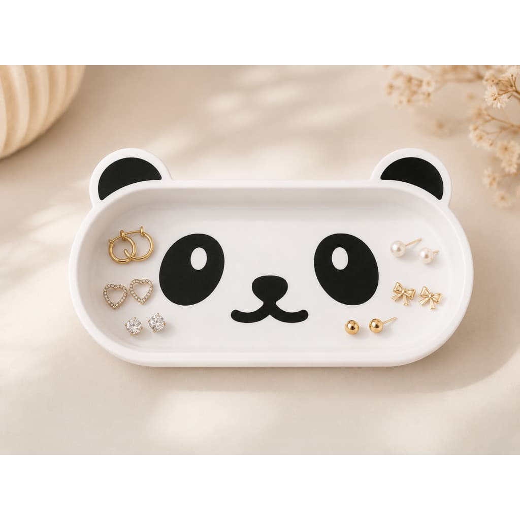 Porta Joias Panda Kawaii | Bandeja Decorativa Para Brincos e Acessórios | Organizador Aesthetic Fofo