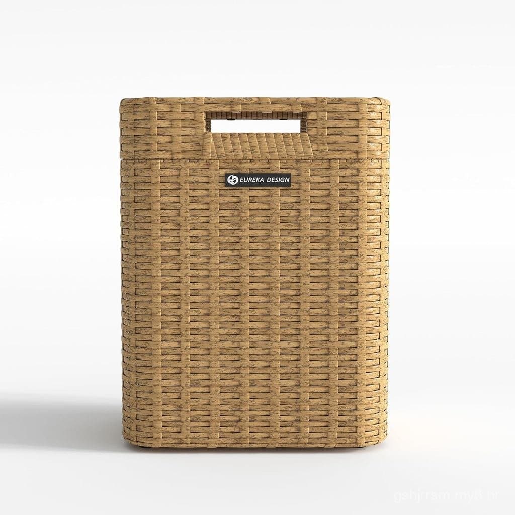 Lixeira de Rattan Ypati com Tampa, Cesto de Lixo de Vime para Banheiro com Forro Removível, Cesto de Lixo Pequeno de 4 G