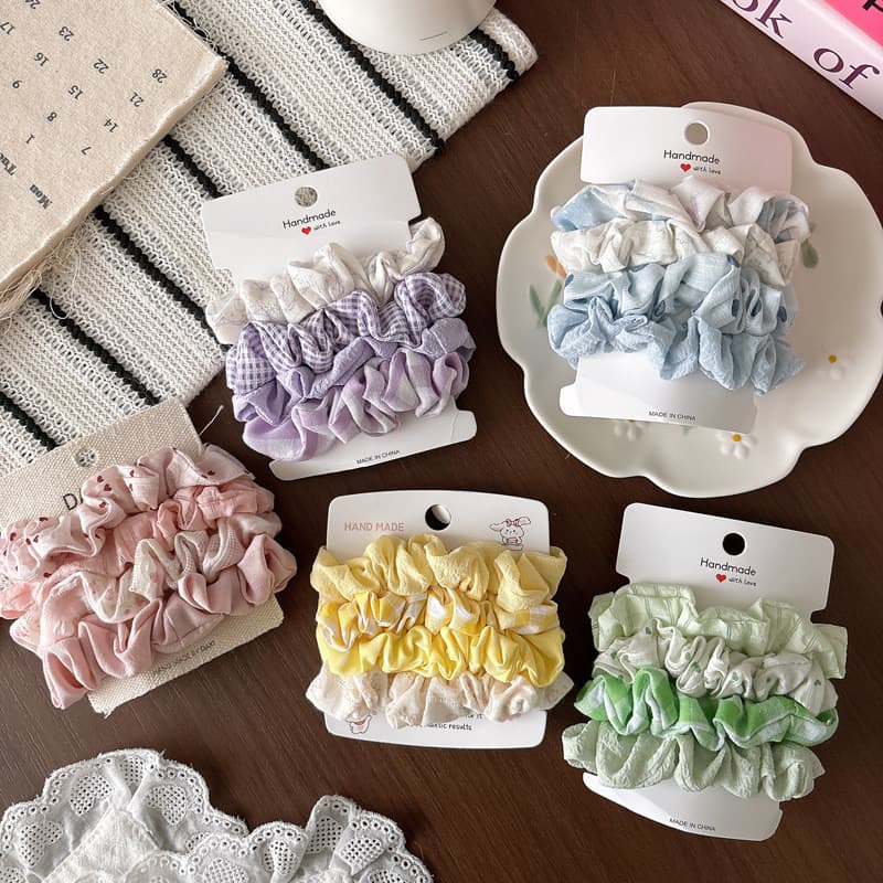 4 Peças De Mini Elásticos De Tecido Floral Para Meninas Rabo De Cavalo E Penteados Diários