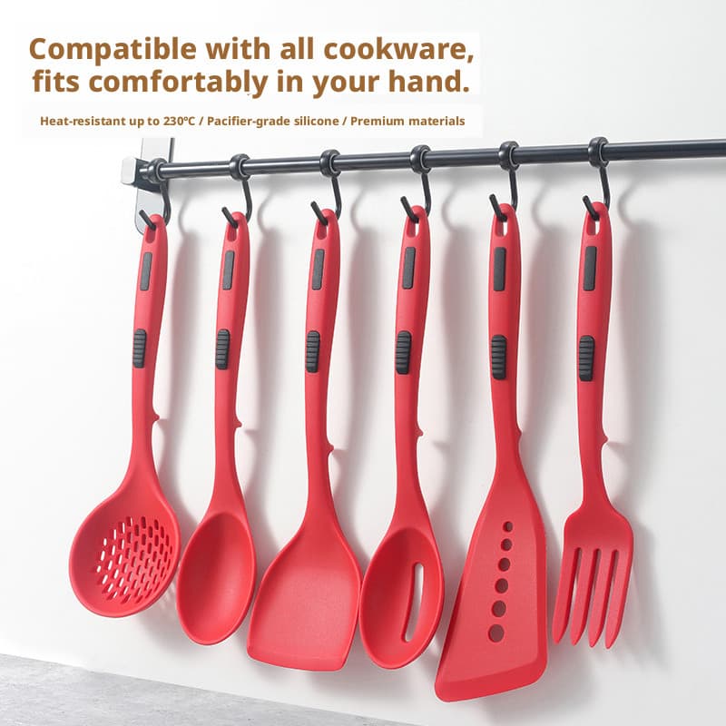 Utensílios de cozinha Conjunto de 6 peças Espátula de silicone Conjunto de panela antiaderente Espátula de silicone Colh