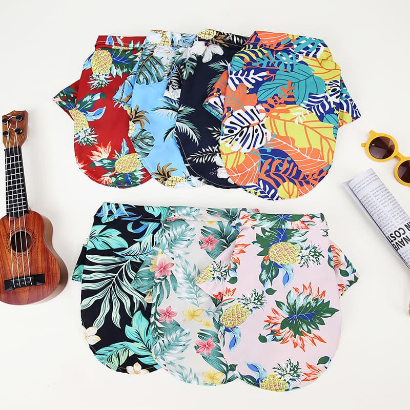 Camisa de Praia Popular para Cães Pequenos e Médios, Roupa Havaiana para Cães e Gatos, Vestuário para Golden Retriever,