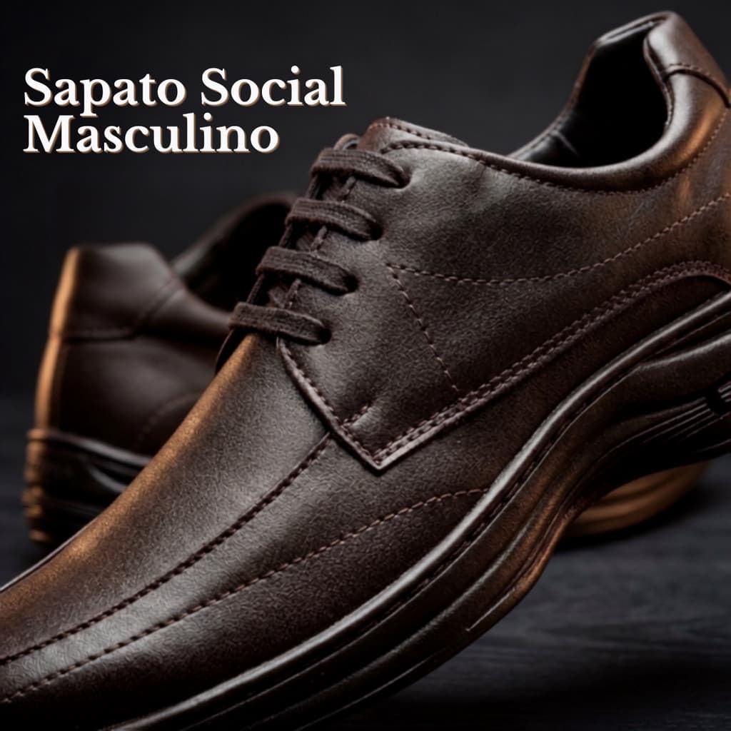 Sapato Social Masculino Couro Tecnológico com Cadarço Preto Café Confortável Antiderrapante Trabalho Social