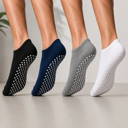 1 Par Meia Soquete Masculina Antiderrapante Emborrachada