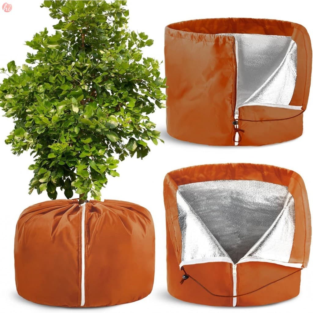 Saco De Proteção De Plantas De Inverno Com Zíper Cordão-Isolamento De Cobertura De Aquecimento De Vaso De Flores