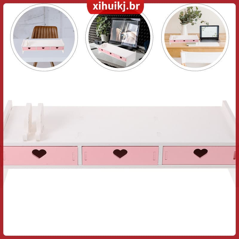 🏠 1Peças Suporte Organizador Para Monitor De Computador Rosa