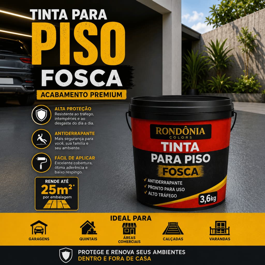 Tinta Piso Fosca 3,6kg Cimento Externa Garagem Alta Resistência Antiderrapante Secagem Rápida Casa