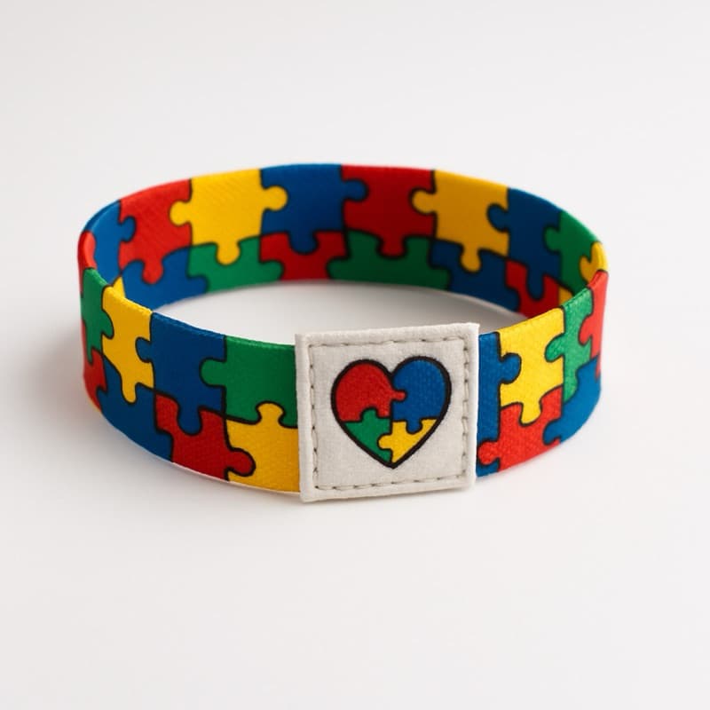 Pulseira Elástica Bracelete Autista TEA Adolescente Adulto Símbolo do Autismo
