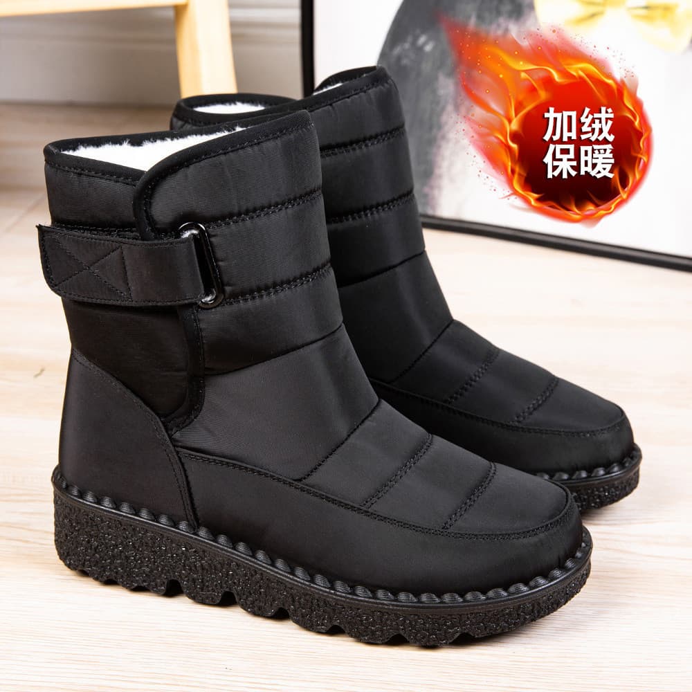Botas de neve femininas quentes com Velcro à prova d'água botas femininas de tamanho grande