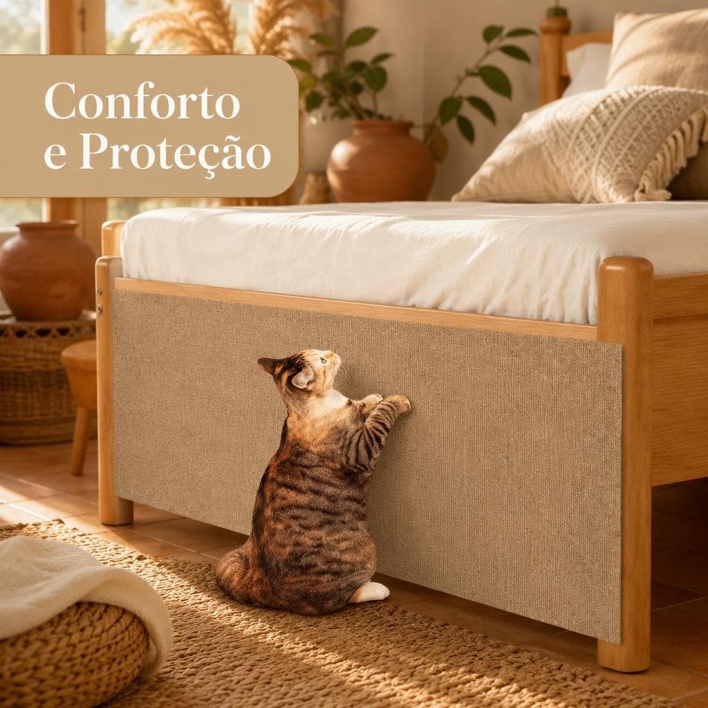 Tapete Protetor Anti-Arranhão Estilo Boho e Conforto Natural - Adesivo para Móveis Cáqui 40/60cm