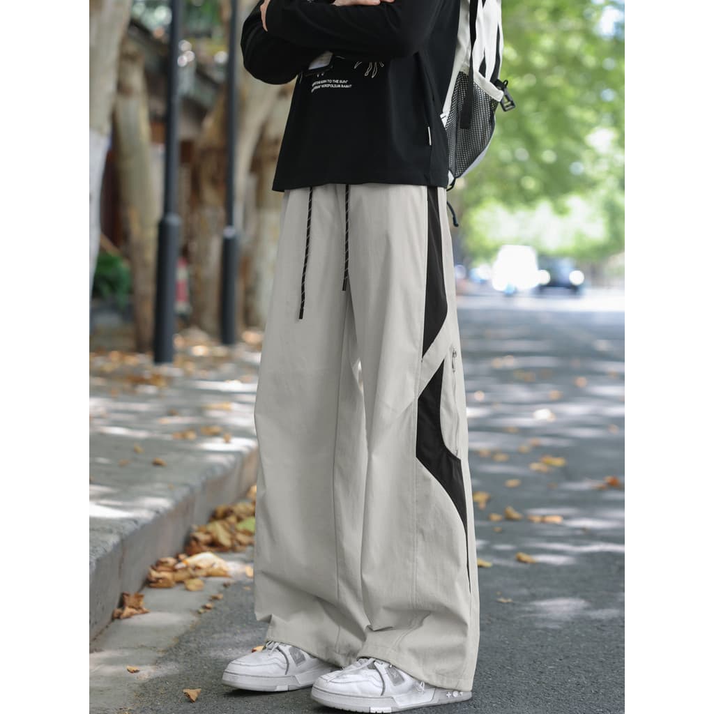 Estilo americano contraste cor paraquedista jaqueta masculina primavera esportes ao ar livre Casual calças retas na moda