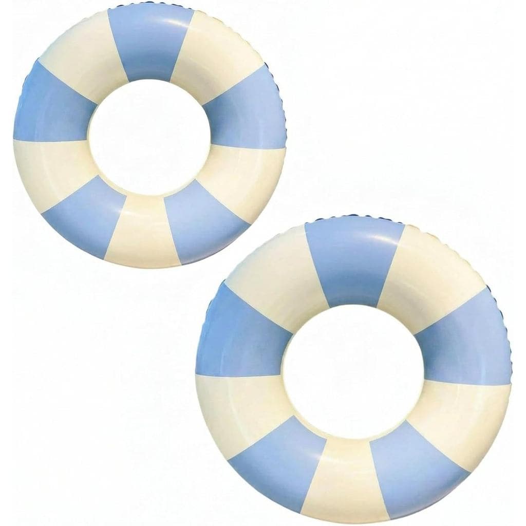 Conjunto de 2 Boias Infláveis para Natação, Boias Azuis e Brancas para Piscina, Tubos de Natação em PVC Reforçado, Boias