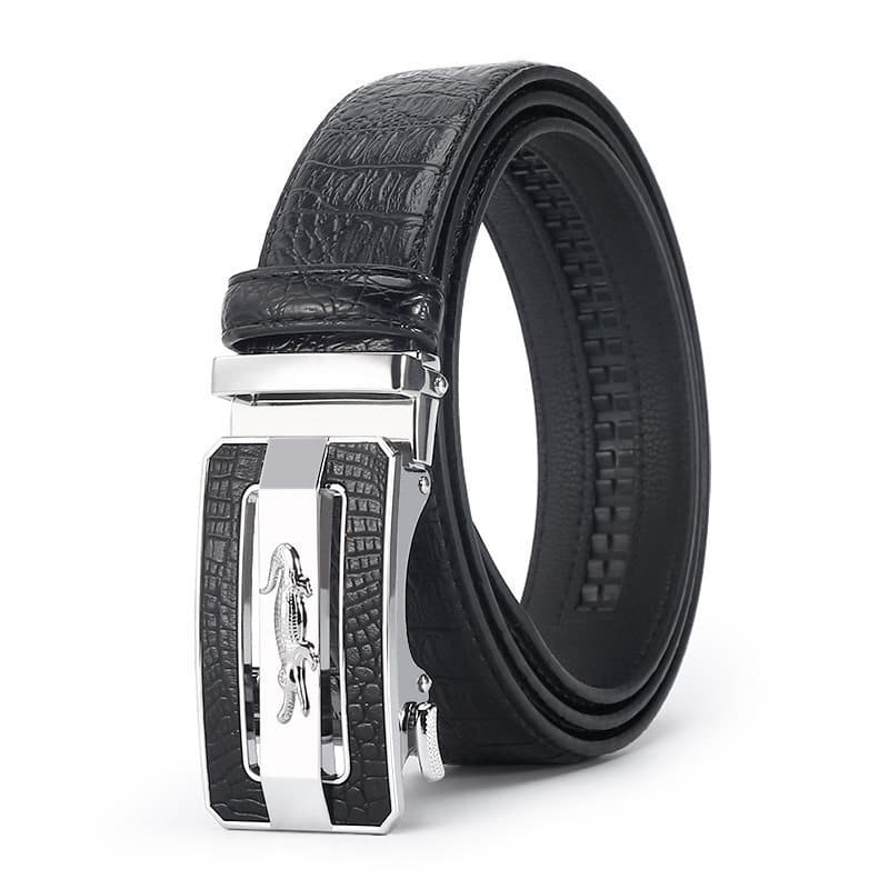 Masculino novo estilo padrão de crocodilo High-End couro genuíno fivela automática cinto negócios Casual de meia-idade j