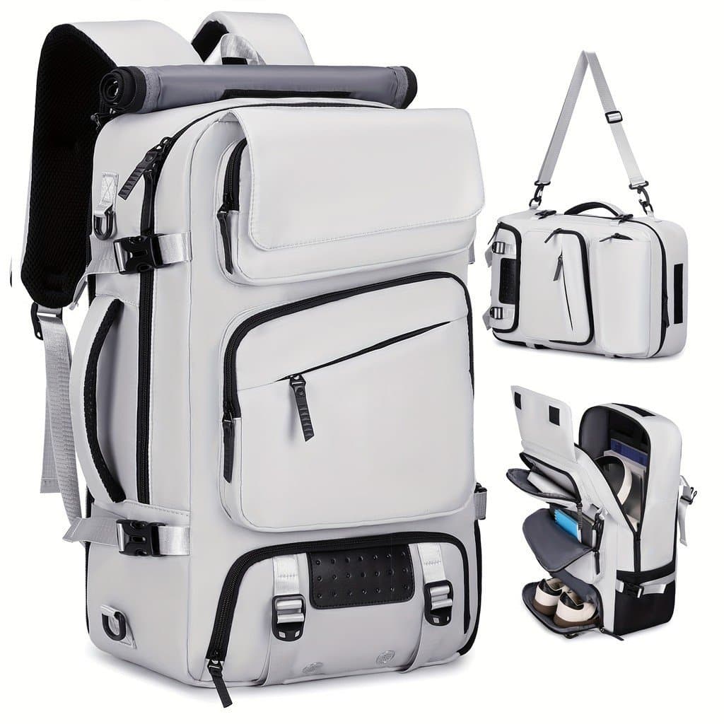 Mochila de Viagem para Homens e Mulheres, Bolsa de Mão de Grande Capacidade com Compartimento para Sapatos, Mochila para