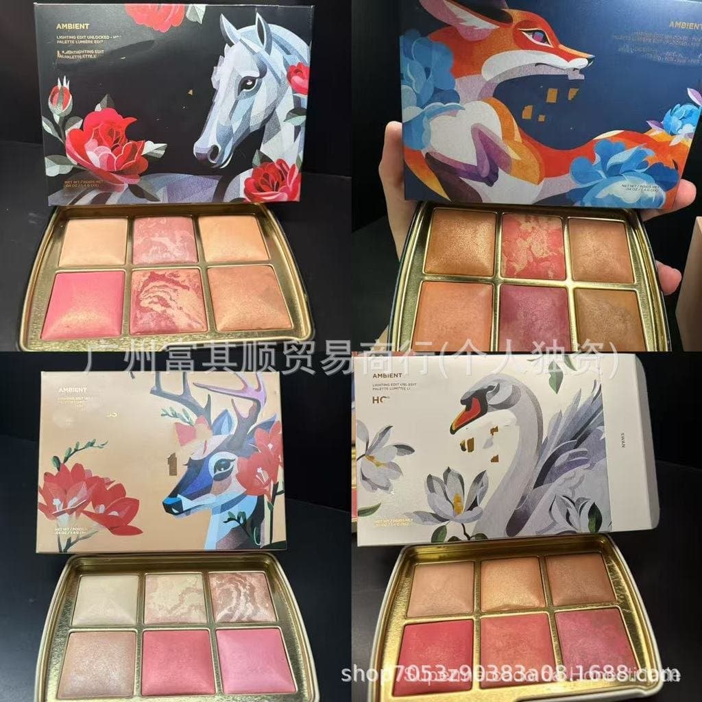Nomes das cores da paleta de sombras de animais: Paleta Cisne/Paleta Cavalo Branco/Paleta Raposa/Paleta Cervo, sombra de
