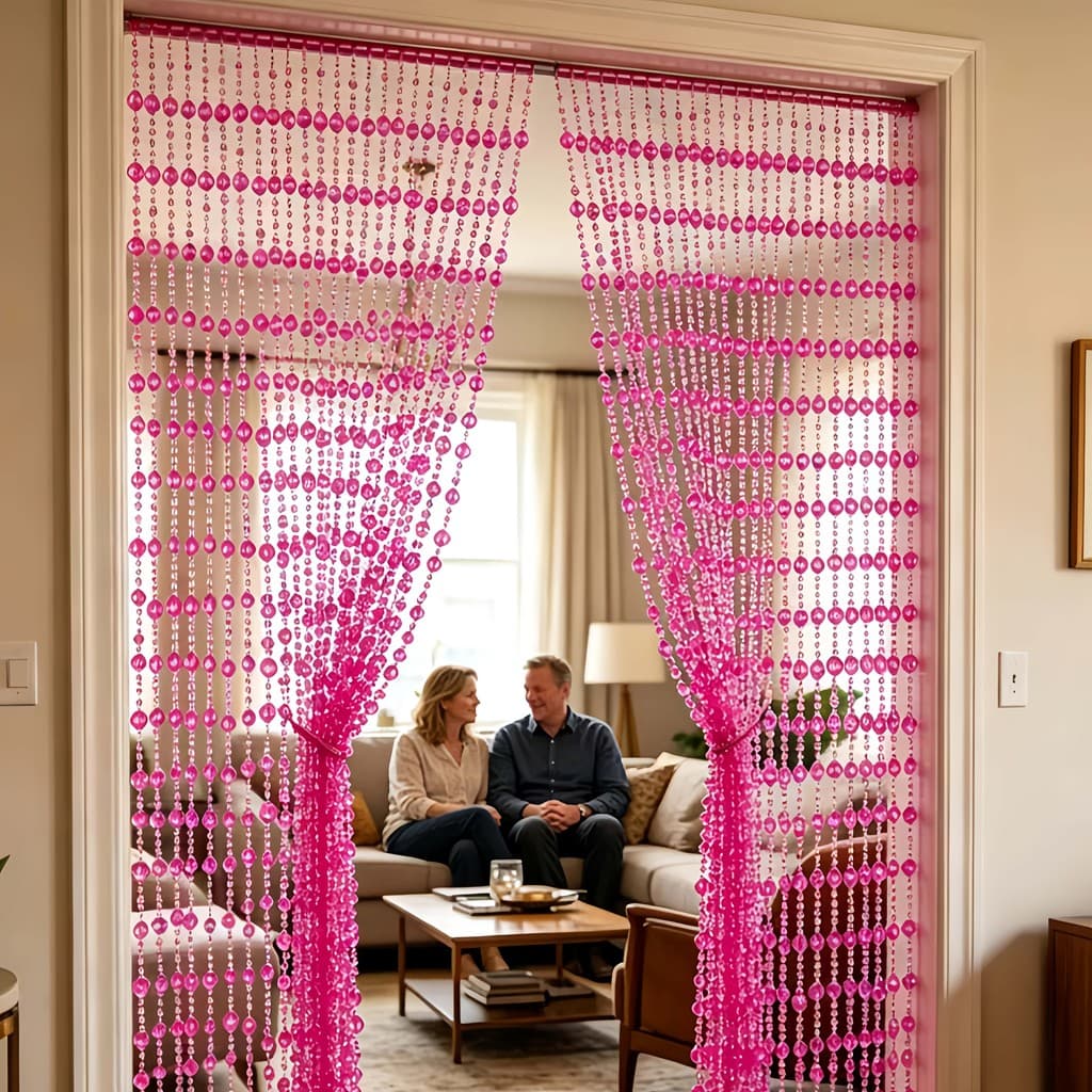 Conjunto de 6 peças: 3 cortinas de contas de 200 cm/78,74 polegadas e 3 ganchos. Cortinas de contas para divisórias disp