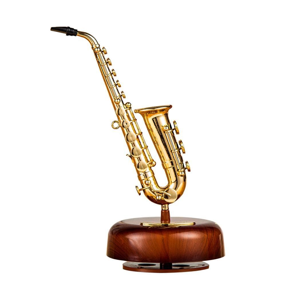 WOTAO Caixa de música de trompa francesa Caixa de música clássica de corda giratória Base giratória Instrumento de