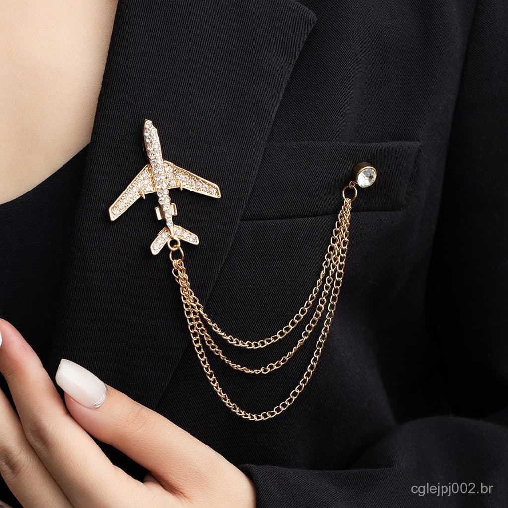 Broche de avião exclusivo de Metal de alta qualidade cravejado de diamantes acessórios de terno masculino busto de corre