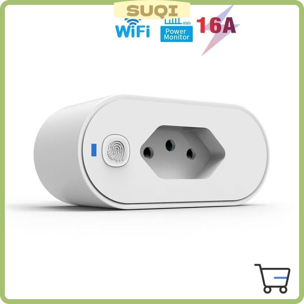 Adaptador De Tomada Inteligente SUQI , Controle De Voz Para Monitoramento De Energia Plugue Brasil , Conectividade Tuya