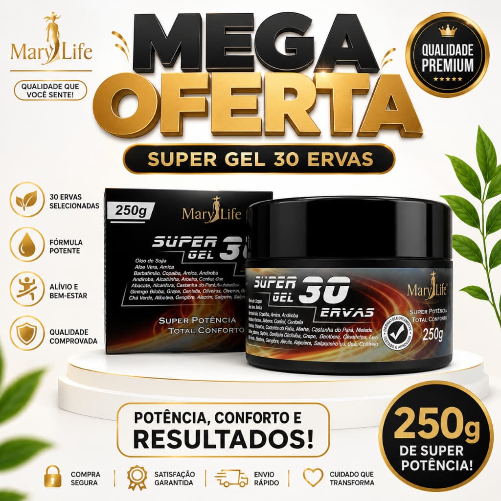 Super Gel 30 Ervas Mary Life 250g Promoção