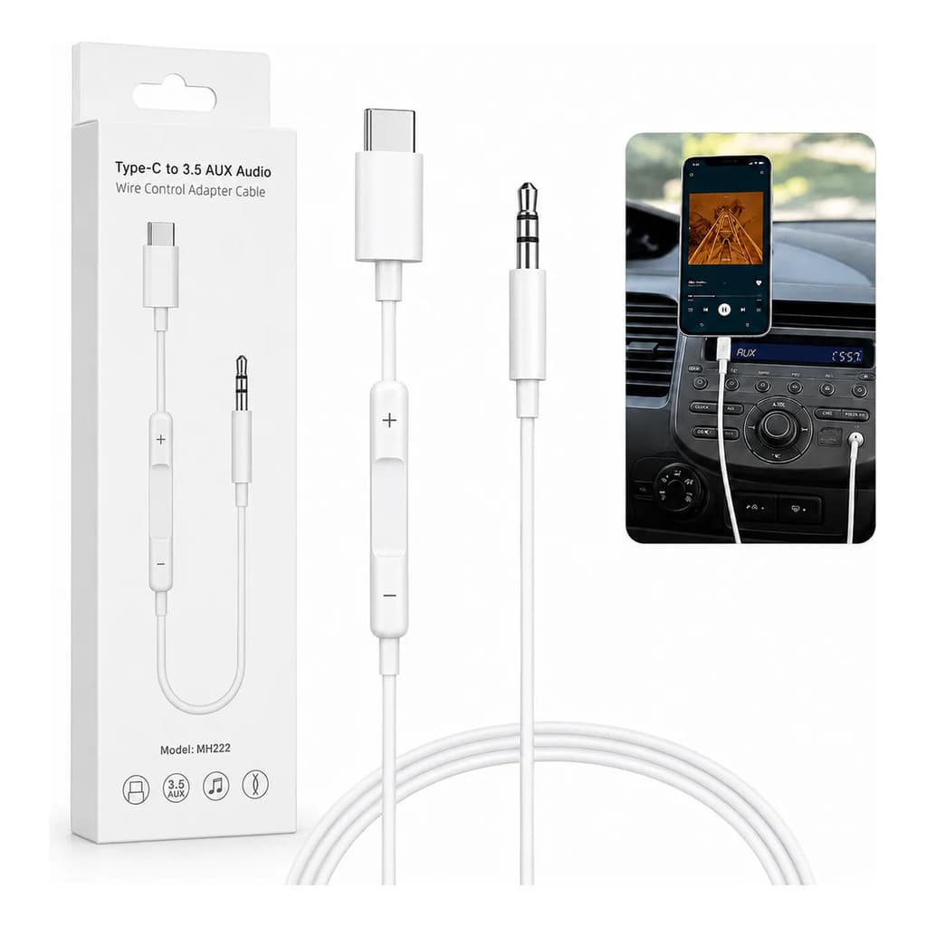 Cabo Auxiliar P2 Para Lightning e Tipo C Auxiliar 3.5mm Para Android USB C pra P2 Alta Fidelidade para Fone Caixa de Som