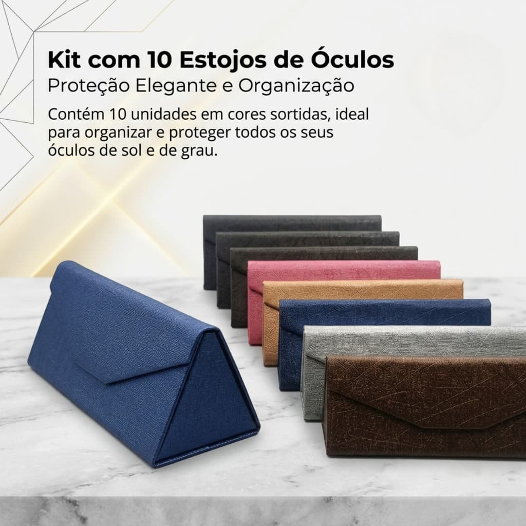 kit 10 un Estojo Case de Proteção Para Óculo, sol e grau.Triangular