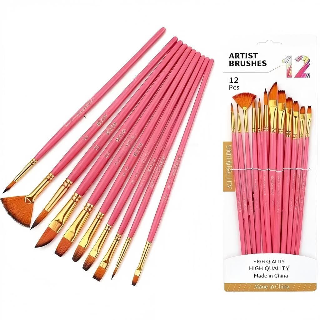 Kit com 10/12/20/25 Pincéis artísticos para pintura cerdas macias, aquarela, guache, pintura a óleo, acrílico