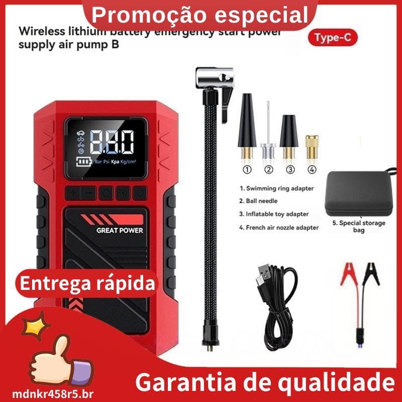 Compressor De Ar Portátil Para Inflar Pneus , Bateria De Carro De 14.8 V , Alimentado Com Medidor Digital De Pressão De