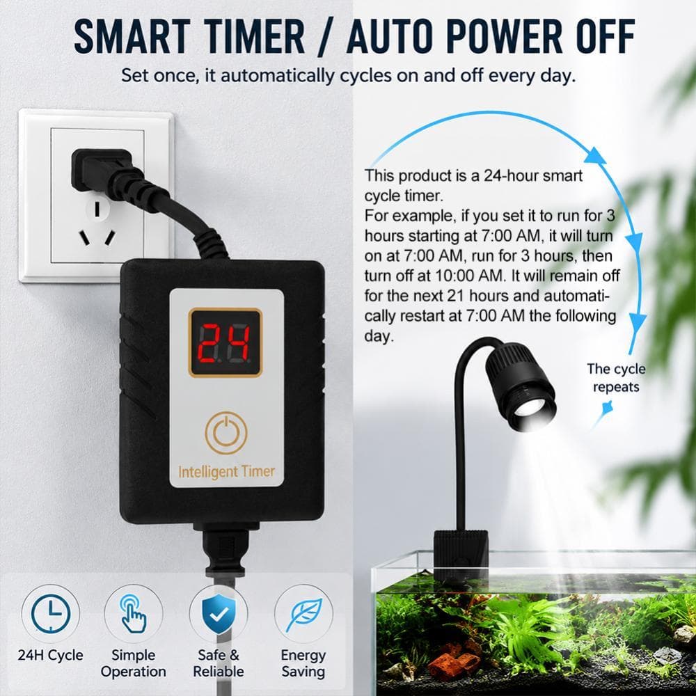 TIK Interruptor De Temporizador Inteligente De Ciclo De 24 Horas Para Luz De Aquário Bomba UV Tomada De Economia De Ener