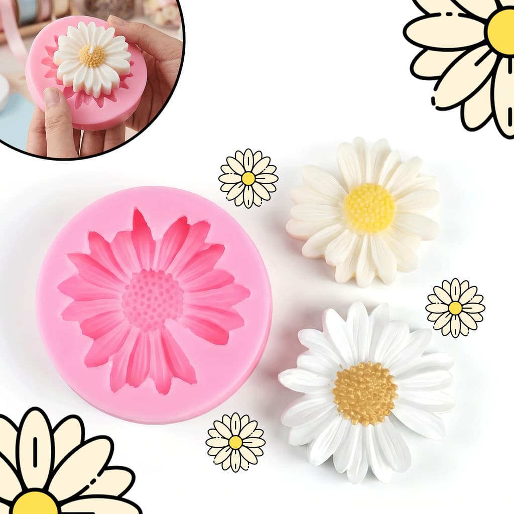 Molde Silicone Margarida Sabonete Artesanato Resina Biscuit Rosa